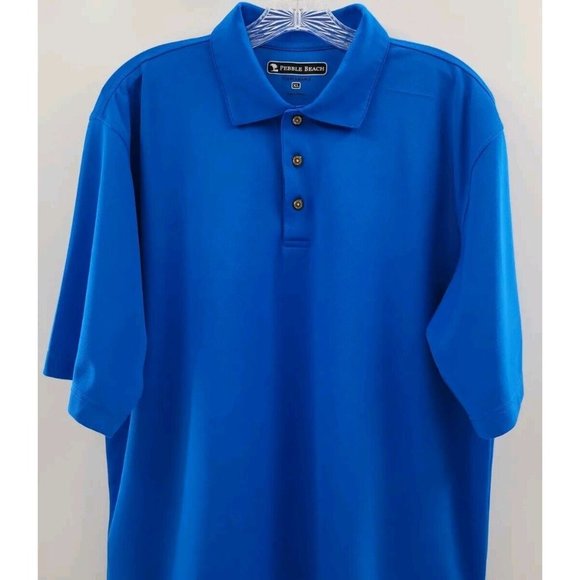 Pebble Beach Men's Performance Golf Polo Shirt Sleeve Size XL Royal Blue - Picture 1 of 8